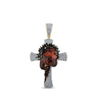 10kt Yellow Gold Men's Round Diamond Jesus Cross Charm Pendant - 1/2 Carat Total Weight product  Top View from Splendid Jewellery