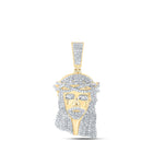 10kt Yellow Gold Men's Round Diamond Jesus Face Charm Pendant - 2-1/3 Cttw | Splendid Jewellery product  Top View from Splendid Jewellery