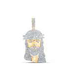 10kt Yellow Gold Mens Round Diamond Jesus Face Charm Pendant 2 Cttw product  Top View from Splendid Jewellery