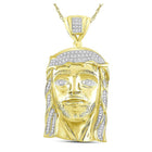 10kt Yellow Gold Men's Round Diamond Jesus Face Charm Pendant - 3/8 Cttw | Splendid Jewellery product  Top View from Splendid Jewellery