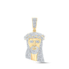 10kt Yellow Gold Men's Round Diamond Jesus Face Charm Pendant - 5 Cttw | Splendid Jewellery product  Top View from Splendid Jewellery