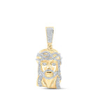 10kt Yellow Gold Men's Round Diamond Jesus Face Charm Pendant - 5/8 Cttw | Splendid Jewellery product  Top View from Splendid Jewellery