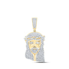 10kt Yellow Gold Men's Diamond Jesus Face Charm Pendant - Captivating Divine Brilliance product  Top View from Splendid Jewellery