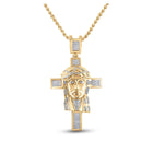 10kt Yellow Gold Men's Round Diamond Jesus Face Cross Charm Pendant - 1-1/4 Cttw | Splendid Jewellery product  Top View from Splendid Jewellery