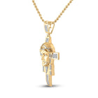 10kt Yellow Gold Men's Round Diamond Jesus Face Cross Charm Pendant - 1-1/4 Cttw | Splendid Jewellery product Side View from Splendid Jewellery