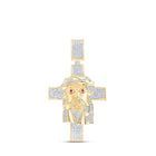 10kt Yellow Gold Mens Round Diamond Jesus Face Cross Charm Pendant 1 Cttw product  Top View from Splendid Jewellery