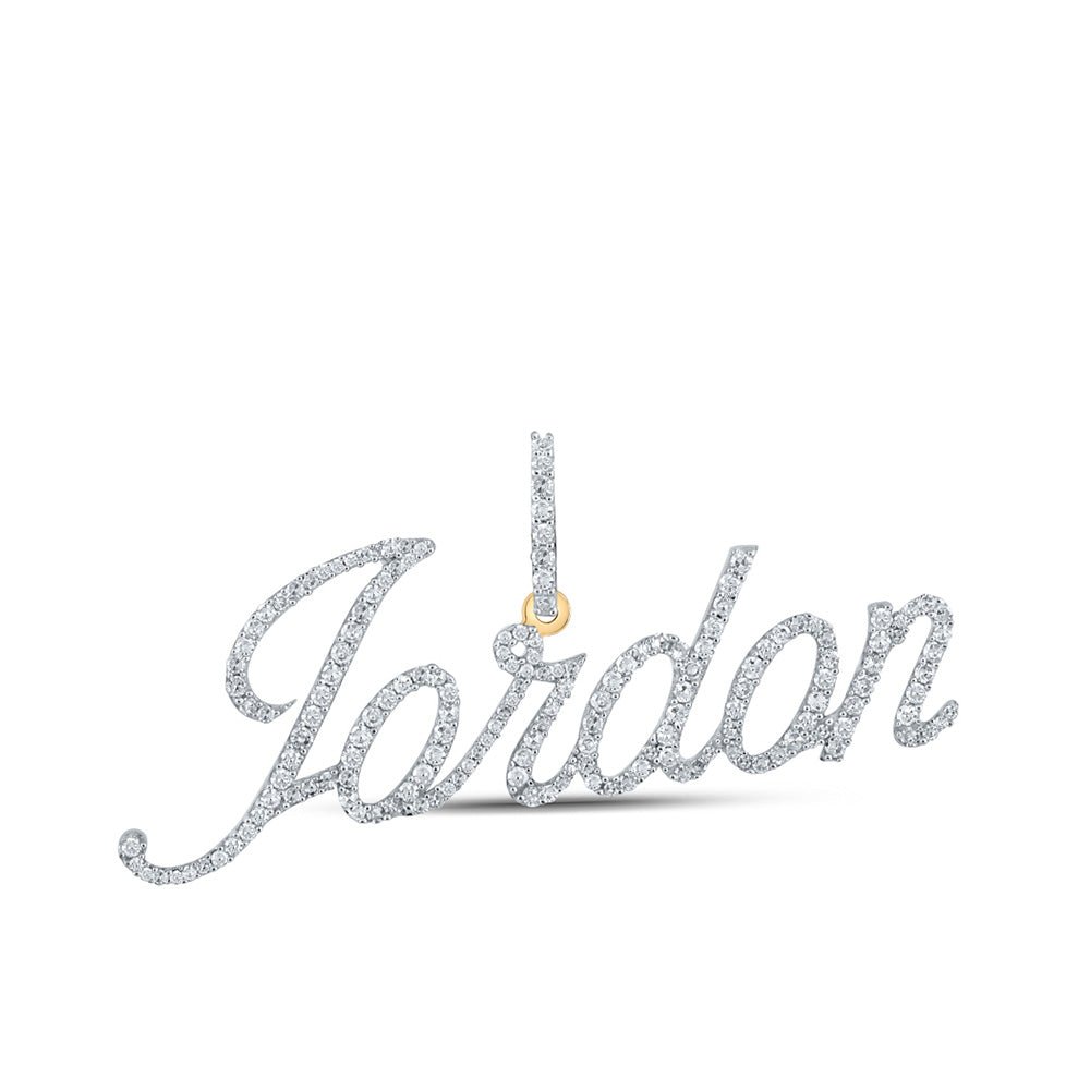 Men's Diamond Charm Pendant | 10kt Yellow Gold Mens Round Diamond Jordon Charm Pendant 7/8 Cttw | Splendid Jewellery GND