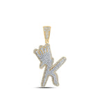 10kt Yellow Gold Men's Diamond Crown Letter Charm Pendant - 1.20 Cttw | Splendid Jewellery product  Top View from Splendid Jewellery