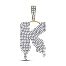 Load image into Gallery viewer, 10kt Yellow Gold Men's Round Diamond K Drip Letter Charm Pendant - 2-1/2 Cttw | Splendid Jewellery product  Top View from Splendid Jewellery