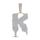 10kt Yellow Gold Men's Round Diamond K Drip Letter Charm Pendant - 2-1/2 Cttw | Splendid Jewellery product  Top View from Splendid Jewellery