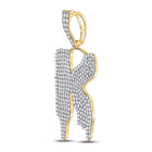 10kt Yellow Gold Men's Round Diamond K Drip Letter Charm Pendant - 2-1/2 Cttw | Splendid Jewellery product Side View from Splendid Jewellery
