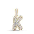 10kt Yellow Gold Men's Round Diamond K Initial Letter Charm Pendant 1/5 Cttw - A Dazzling Statement Piece product  Top View from Splendid Jewellery