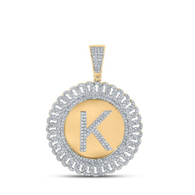 10kt Yellow Gold Men's Round Diamond K Letter Charm Pendant - 1-1/4 Cttw | Splendid Jewellery product  Top View from Splendid Jewellery