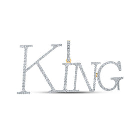 10kt Yellow Gold Men's Round Diamond King Charm Pendant - 1 Cttw | Splendid Jewellery product  Top View from Splendid Jewellery