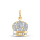 10kt Yellow Gold Men's Crown Diamond Charm Pendant - 1/4 Cttw product  Top View from Splendid Jewellery