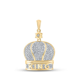 10kt Yellow Gold Men's Crown Diamond Charm Pendant - 1/4 Cttw product  Top View from Splendid Jewellery