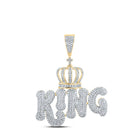 10kt Yellow Gold Men's Diamond King Crown Charm Pendant - 2-3/8 Cttw product  Top View from Splendid Jewellery