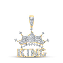Load image into Gallery viewer, 10kt Yellow Gold Men's Diamond King Crown Charm Pendant - 7/8 Cttw product  Top View from Splendid Jewellery