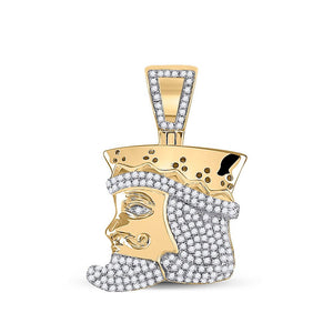 Men's Diamond Charm Pendant | 10kt Yellow Gold Mens Round Diamond King Playing Card Charm Pendant 1/2 Cttw | Splendid Jewellery GND