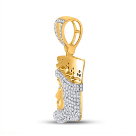 10kt Yellow Gold Men's Diamond King Playing Card Charm Pendant - 1/2 Cttw product Side View from Splendid Jewellery