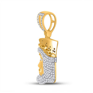 Men's Diamond Charm Pendant | 10kt Yellow Gold Mens Round Diamond King Playing Card Charm Pendant 1/2 Cttw | Splendid Jewellery GND