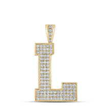 Load image into Gallery viewer, 10kt Yellow Gold Men's Diamond Initial Letter Charm Pendant - 1-5/8 Cttw product  Top View from Splendid Jewellery