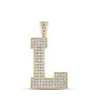 10kt Yellow Gold Men's Diamond Initial Letter Charm Pendant - 1-5/8 Cttw product  Top View from Splendid Jewellery