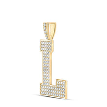 Load image into Gallery viewer, 10kt Yellow Gold Men's Diamond Initial Letter Charm Pendant - 1-5/8 Cttw product Side View from Splendid Jewellery