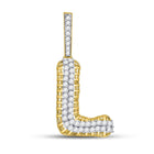 10kt Yellow Gold Mens Round Diamond L Letter Charm Pendant 7/8 Cttw - Luxurious Diamond Initial Pendant for Men product  Top View from Splendid Jewellery