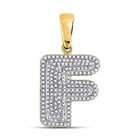 10kt Yellow Gold Men's Round Diamond Letter F Bubble Initial Charm Pendant 1/2 Cttw - A Dazzling Statement of Personal Style product  Top View from Splendid Jewellery
