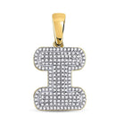 10kt Yellow Gold Men's Round Diamond Letter I Bubble Initial Charm Pendant - 1/2 Cttw | Splendid Jewellery product  Top View from Splendid Jewellery