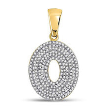 Load image into Gallery viewer, 10kt Yellow Gold Men&#39;s Round Diamond Letter O Bubble Initial Charm Pendant 5/8 Cttw | Splendid Jewellery product  Top View from Splendid Jewellery