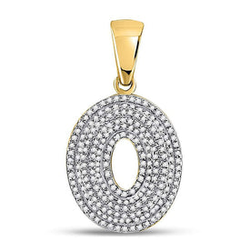 10kt Yellow Gold Men's Round Diamond Letter O Bubble Initial Charm Pendant 5/8 Cttw | Splendid Jewellery product  Top View from Splendid Jewellery