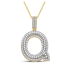 10kt Yellow Gold Men's Round Diamond Letter Q Charm Pendant - 1-7/8 Cttw product  Top View from Splendid Jewellery