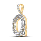 10kt Yellow Gold Men's Round Diamond Letter Q Charm Pendant - 1-7/8 Cttw product Side View from Splendid Jewellery