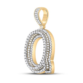 10kt Yellow Gold Men's Round Diamond Letter Q Charm Pendant - 1-7/8 Cttw product Side View from Splendid Jewellery