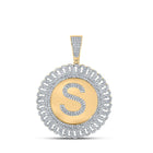 10kt Yellow Gold Men's Round Diamond Letter S Circle Charm Pendant 1-1/4 Cttw | Splendid Jewellery product  Top View from Splendid Jewellery