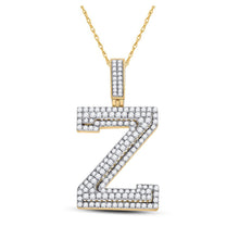 Load image into Gallery viewer, 10kt Yellow Gold Men's Round Diamond Z Charm Pendant - 1-5/8 Cttw product  Top View from Splendid Jewellery