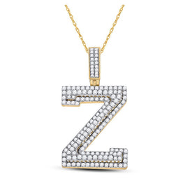 10kt Yellow Gold Men's Round Diamond Z Charm Pendant - 1-5/8 Cttw product  Top View from Splendid Jewellery