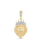 10kt Yellow Gold Men's Diamond Lion Charm Pendant - 1/6 Cttw - Splendid Jewellery product  Top View from Splendid Jewellery