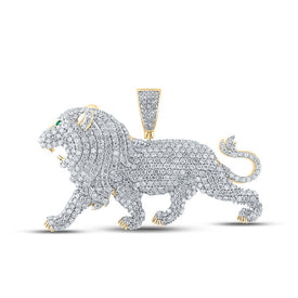10kt Yellow Gold Men's Diamond Lion Charm Pendant - Majestic Wildlife Collection product  Top View from Splendid Jewellery