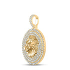 10kt Yellow Gold Men's Round Diamond Lion Circle Charm Pendant - 2-1/2 Cttw product Side View from Splendid Jewellery