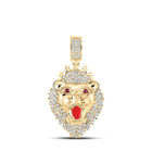 10kt Yellow Gold Men's Lion Crown Diamond Charm Pendant - 2 Cttw | Splendid Jewellery product  Top View from Splendid Jewellery