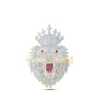 10kt Yellow Gold Men's Lion Crown Diamond Charm Pendant - 3-5/8 Cttw product  Top View from Splendid Jewellery