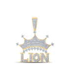 10kt Yellow Gold Men's Diamond Lion Crown Charm Pendant - 7/8 Cttw product  Top View from Splendid Jewellery
