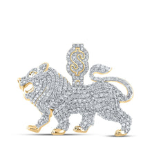 Load image into Gallery viewer, 10kt Yellow Gold Men&#39;s Diamond Lion Dollar Sign Charm Pendant - 2-3/4 Cttw | Splendid Jewellery product  Top View from Splendid Jewellery
