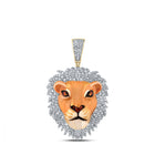 10kt Yellow Gold Men's Diamond Lion Face Animal Charm Pendant - 1 Cttw | Splendid Jewellery product  Top View from Splendid Jewellery
