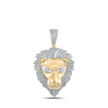Load image into Gallery viewer, 10kt Yellow Gold Men&#39;s Diamond Lion Face Charm Pendant - 1-1/3 Cttw product  Top View from Splendid Jewellery