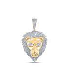 10kt Yellow Gold Men's Diamond Lion Face Charm Pendant - 1-1/3 Cttw product  Top View from Splendid Jewellery