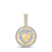 Load image into Gallery viewer, 10kt Yellow Gold Men&#39;s Lion Face Diamond Charm Pendant - 1/2 Cttw product  Top View from Splendid Jewellery
